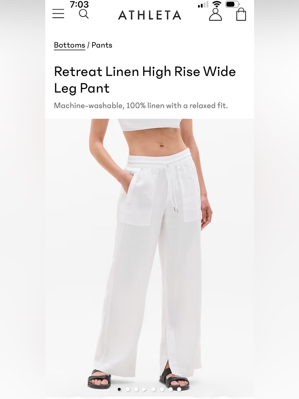 Athleta Retreat Linen High-Rise Wide Leg Pant - White